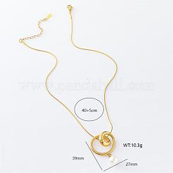 3Pcs European Stainless Steel Geometric Double Circle Pendant with White Round Pendant Necklaces for Women&nbsp;IK9611