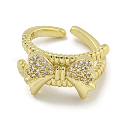 Brass Micro Pave Cubic Zirconia Cuff Ring&nbsp;RJEW-E296-08G