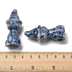 Natural & Synthetic Gemstone Carved Healing Cat with Witch Hat Figurines&nbsp;DJEW-D012-07A