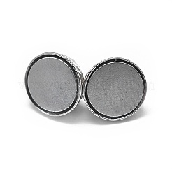 ロジウムメッキ 925 スターリングシルバーマグネットクラスプ  ラウンド  プラチナ  14.5x8mm  穴：1.5mm&nbsp;STER-L057-013P