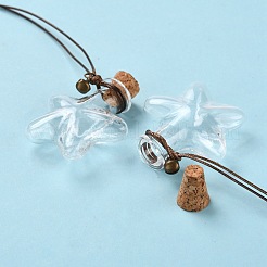 星型のガラスのコルク瓶の飾り  ワックスコードと鉄の鐘で  ガラスの空のウィッシングボトル  ペンダントデコレーション用のDIYバイアル  透明  20.3cm  容量：6ml（0.20fl.oz）&nbsp;GLAA-D002-10
