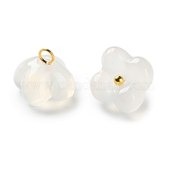 天然瑪瑙とキンモクセイの花のチャーム  金色の真鍮ループ  9.5~10x9.5~10.5mm  穴：2mm&nbsp;G-G179-03