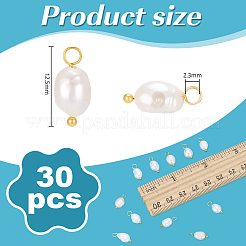 天然養殖淡水真珠ペンダント30個  真鍮パーツ  ゴールドカラー  12.5mm  穴：2.3mm&nbsp;PALLOY-PH01925