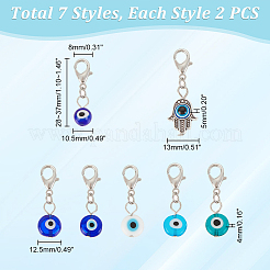 Handmade Evil Eye Lampwork & Tibetan Style Alloy Pendant Decorations for Pet Collar&nbsp;HJEW-AB00296
