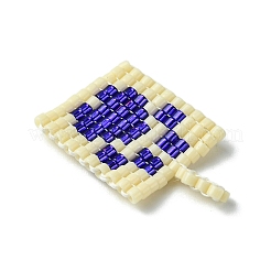 手作りミユキシードビーズ  織機模様  足跡ペンダント付き長方形  ミックスカラー  22x16x2mm  穴：3mm&nbsp;PALLOY-MZ00305
