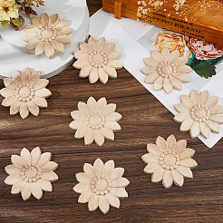 ゴムの木のカボション10個  花  パパイヤホイップ  80x80x7mm&nbsp;WOOD-FH0002-48