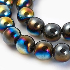 Electroplated Non-magnetic Synthetic Hematite Beads Strands&nbsp;G-P408-A-4mm