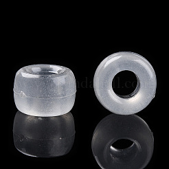 透明＆蓄光プラスチックビーズ  艶消し  カラスビーズ  ポニービーズ  暗闇で光る  バレル  ホワイト  9x6mm  穴：3.8mm  約1900個/500g&nbsp;KY-T025-01-H09