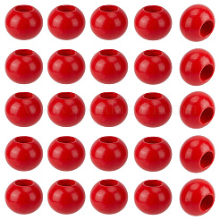 50Pcs Spray Painted Wood European Beads&nbsp;WOOD-PA0001-82