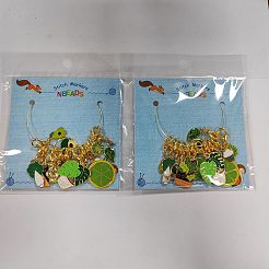 12Pcs 6 Style Green Color Theme Alloy Enamel Pendant Locking Stitch Markers&nbsp;HJEW-AB00141