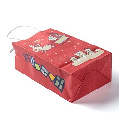 クリスマステーマクラフト紙ギフトバッグ  ハンドル付き  ショッピングバッグ  鹿の模様  13.5x8x22cm&nbsp;CARB-L009-A09
