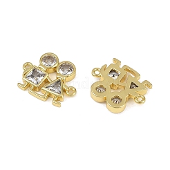 Brass Pave Clear Cubic Zirconia Couple Links&nbsp;KK-I358-006G
