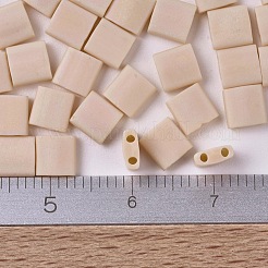 MIYUKIティラビーズ  日本製シードビーズ  2穴  （tl493fr）マットな不透明ナシab  5x5x1.9mm  穴：0.8mm  約118PCS /ボトル  10 G /ボトル&nbsp;SEED-JP0008-TL0493FR