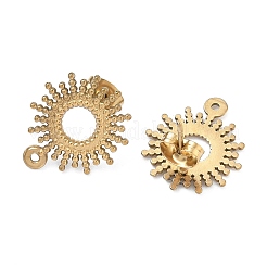 304ステンレススチールスタッドピアス金具  カン付き  イオンプレーティング（ip）  太陽  18KGP本金メッキ  18x15mm  穴：1mm  ピン：1mm&nbsp;STAS-A139-03B-G
