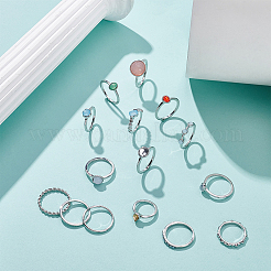 2 Sets 2 Style Alloy Finger Rings Sets&nbsp;RJEW-UN0003-03P