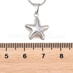 304ステンレススチール製スターペンダントラウンドスネークチェーンネックレス（女性用）  変色なし  ステンレス鋼色  16.10インチ（40.9cm）&nbsp;NJEW-A069-01P