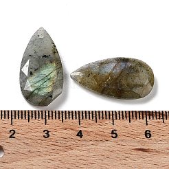 天然ラブラドライト ファセットペンダント  ティアドロップチャーム  25x13x4mm  穴：1mm&nbsp;G-D082-01B