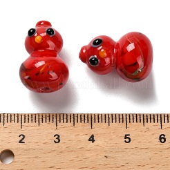 手作りランプワークビーズ連売り  ヒョウタン  レッド  21~22x14~14.5mm  穴：1mm  約25個/連  20.51''（52.1センチメートル）&nbsp;LAMP-A005-04C