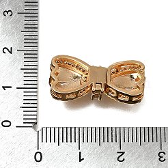 真鍮マイクロパヴェクリアキュービックジルコニアボックスクラスプ  蝶結び  ニッケルフリー  18KGP本金メッキ  12.5x23.5x6mm  穴：2x1mm&nbsp;KK-CBA4292-05G