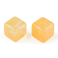 不透明なアクリルビーズ  キラキラビーズ  キューブ  ゴールド  13x13.5x13.5mm  穴：3mm  180個/ 500g&nbsp;OACR-E014-18B