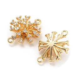 Brass Micro Pave Clear Cubic Zirconia Connector Charms&nbsp;KK-Q789-45G