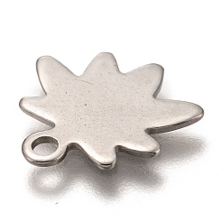 変色しない201ステンレススチールペンダント  レーザー切断  葉  ステンレス鋼色  14.5x14.5x1mm  穴：1.8mm&nbsp;STAS-I172-09P
