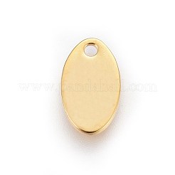 201 ステンレススチール スタンピング ブランク タグ ペンダント  オーバル  24KGP本金メッキ  12.5x7.5x1.2mm  穴：1.5mm&nbsp;STAS-I100-26G