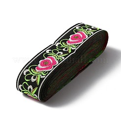 エスニック風刺繍ポリコットンリボン  ジャカードリボン  チロリアンリボン  服飾材料  花柄  カラフル  1-1/4インチ（33mm）  約7.66ヤード（7m）/ロール&nbsp;OCOR-WH0066-83