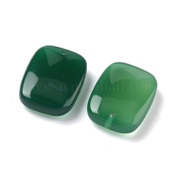 天然石瑪瑙ペンダント  染め＆加熱  長方形チャーム  グリーン  20x15x5.5mm  穴：1mm&nbsp;G-L646-03