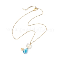 Glass Cat Shaped Pendant Brass Cable Chain Necklaces for Women&nbsp;NJEW-JN05274
