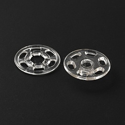 樹脂製スナップボタン  衣服のボタン  フラットラウンド  透明  20x1.5mm&nbsp;BUTT-WH0024-050C