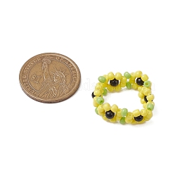 Flower Glass Stretch Rings for Women&nbsp;RJEW-JR00769