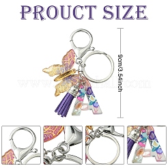 Resin Letter & Acrylic Butterfly Charms Keychain&nbsp;KEYC-YW00001-01