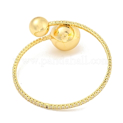 Rack Plating Brass Pave Clear Cubic Zirconia Round Ball Open Cuff Rings for Women&nbsp;BJEW-B110-04B-G
