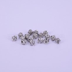 チベット風合金スペーサービーズ  フラットラウンド  アンティークシルバー  6x6.5mm  穴：1.5mm  約30個/袋&nbsp;TIBEB-CJC0001-08AS