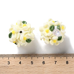 光るポリマー粘土のラインストーンの花のボールビーズ  アクリルの花と  ビーズペンやジュエリーキーホルダー作りに  レモンシフォン  20~23mm  穴：2~3mm&nbsp;CLAY-U002-01B