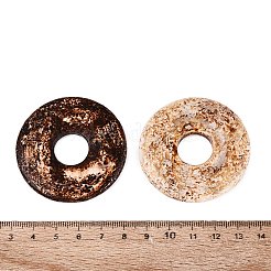 天然樹皮瑪瑙の大きなペンダント  ドーナツ/円盤チャーム  鉄とベイルにスナップ  プラチナ  50~51x6~7mm  穴：15~15.5mm&nbsp;G-Q606-15
