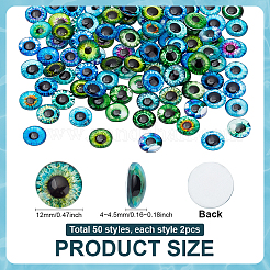 100 Pcs 50 Style Glass Cabochons&nbsp;GLAA-PH0004-21