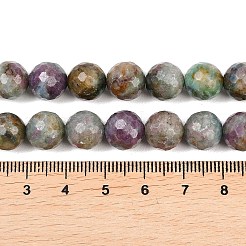 天然赤コランダムビーズ連売り  ラウンド  多面カット  10mm  穴：1mm  約40個/連  15.55''（39.5センチメートル）&nbsp;G-K405-A01-10mm
