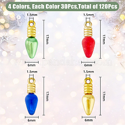 120個4スタイルのプラスチックペンダント  電球チャーム  ミックスカラー  17x6mm  穴：1.5mm  30個/スタイル&nbsp;DIY-FH0005-70