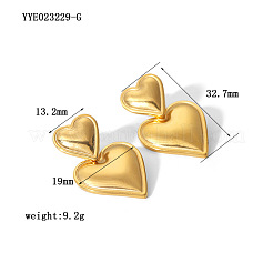 304 Stainless Steel Heart Dangle Stud Earrings&nbsp;IX1292-1