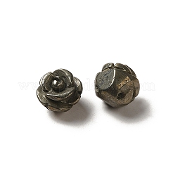 天然黄鉄鉱彫刻花散らしビーズ  ローズ  8.5~10x10x10.5mm  穴：1mm&nbsp;G-O156-B-32