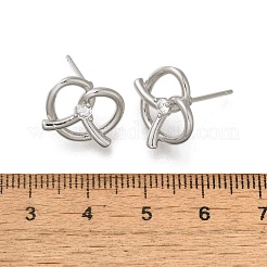 Rack Plating Heart Brass Micro Pave Clear Cubic Zirconia Stud Earrings&nbsp;EJEW-H143-17P