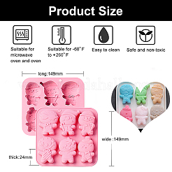 2Pcs DIY Christmas Theme Gingerbread Man Food Grade Silicone Molds&nbsp;DIY-CJ0002-12