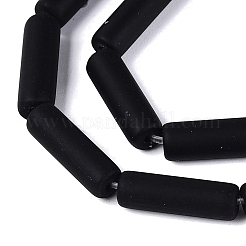 曇った不透明なガラスビーズの連売り  ラッパ  ブラック  12.5~13x4~4.5mm  穴：0.6~0.9mm  約28~29個/連  14.57~15.16インチ（37~38.5cm）&nbsp;X-GLAA-N070-01A-D01