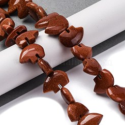 合成ゴールドストーン金砂石ビーズ連売り  ズニベア  12~13x18.5~19.5x6~6.5mm  穴：1mm  約28~33個/連  12.99~16.54インチ（33~42cm）&nbsp;G-F783-G07-01
