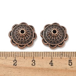 チベット風合金ビーズキャップ  カドミウムフリー＆鉛フリー  花  赤銅鉱  14x5mm  穴：1.4mm&nbsp;TIBE-P003-81A-R