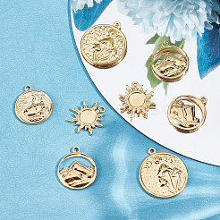 12Pcs 4 Style 304 Stainless Steel Pendants&nbsp;STAS-BBC0001-61