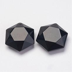 天然石オブシディアンペンダント  六角  28~29x25x9~10mm  穴：1.5mm&nbsp;G-P264-06
