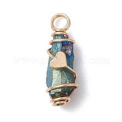 5Pcs 5 Styles Electroplated Natural Quartz Crystal Copper Wire Wrapped Pendants&nbsp;PALLOY-JF03431